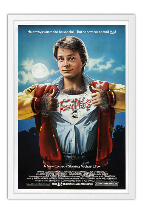 Poster Lobo em Pele de Cordeiro Teen Wolf Michael J Fox - Retrô - Cult - Filmes - Moldura branca
