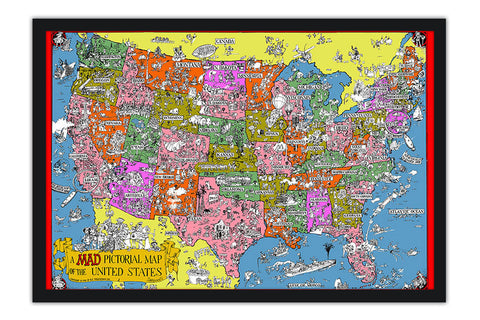 Poster Mapa dos Estados Unidos - Revista Mad - Retrô