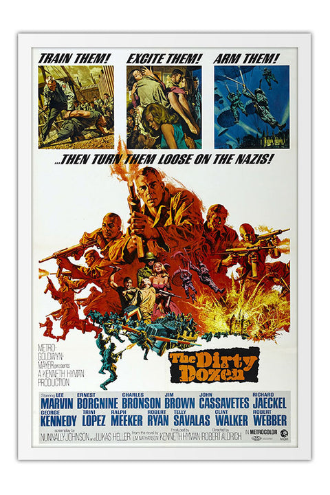Poster Os Doze Condenados the Dirty Dozen - Clássico - Vintage - Filmes - Moldura branca
