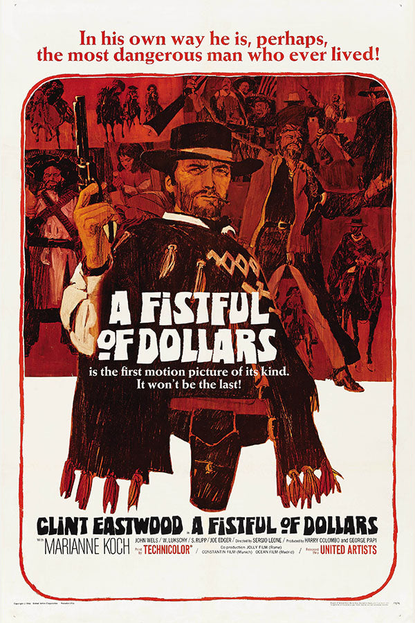 Poster Por um Punhado de Dólares - A Fistful of Dollars - Clint Eastwood - Faroeste - Vintage - Filmes - Pôster sem moldura