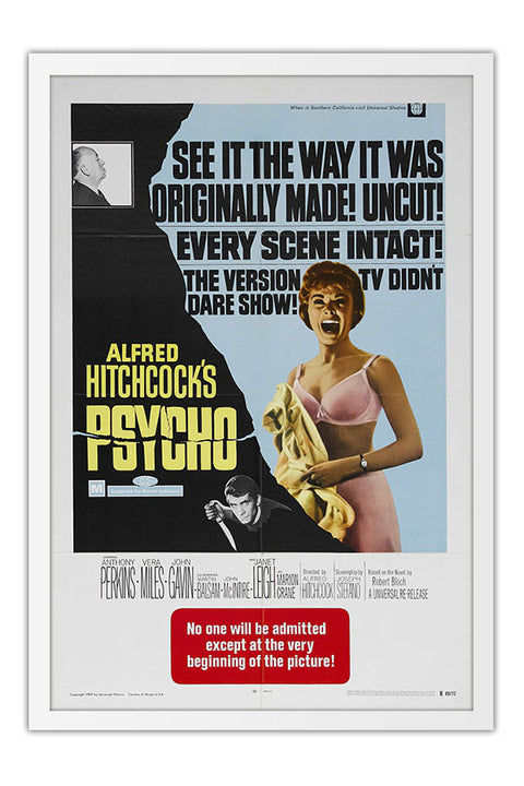 Poster Psicose Psycho Alfred Hitchcock - Clássico - Cult - Filmes - Moldura branca