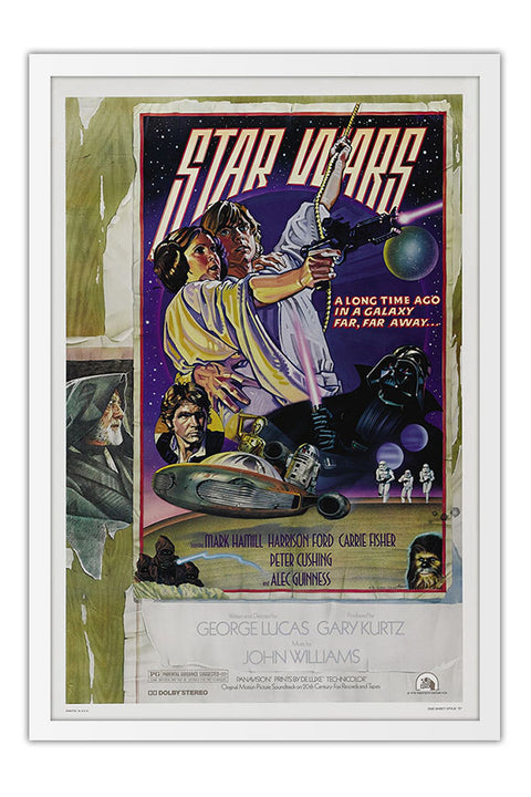 Poster Star Wars uma Nova Esperanca - Vintage - Clássico - Filmes - Moldura branca