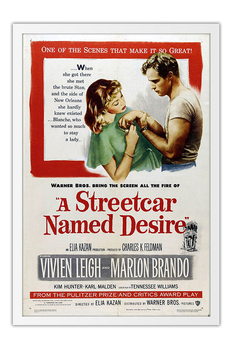 Poster Um Bonde Chamado Desejo - A Streetcar Named Desire - Marlon Brando - Clássico - Filmes - Moldura branca