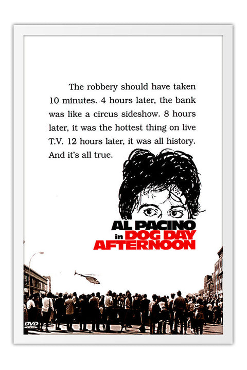 Poster Um Dia de Cao Dog Day Afternoon Al Pacino - Clássico - Cult - Filmes - Moldura branca