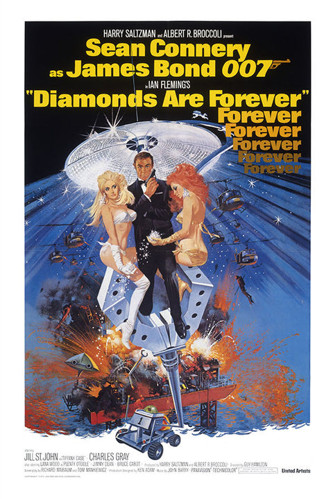 Poster 007 os Diamantes São Eternos James Bond - Clássico - Filmes - Pôster sem moldura