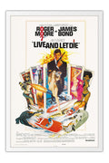 Poster James Bond 007 Live and Let Die Espionagem - Retrô - Filmes - Moldura branca