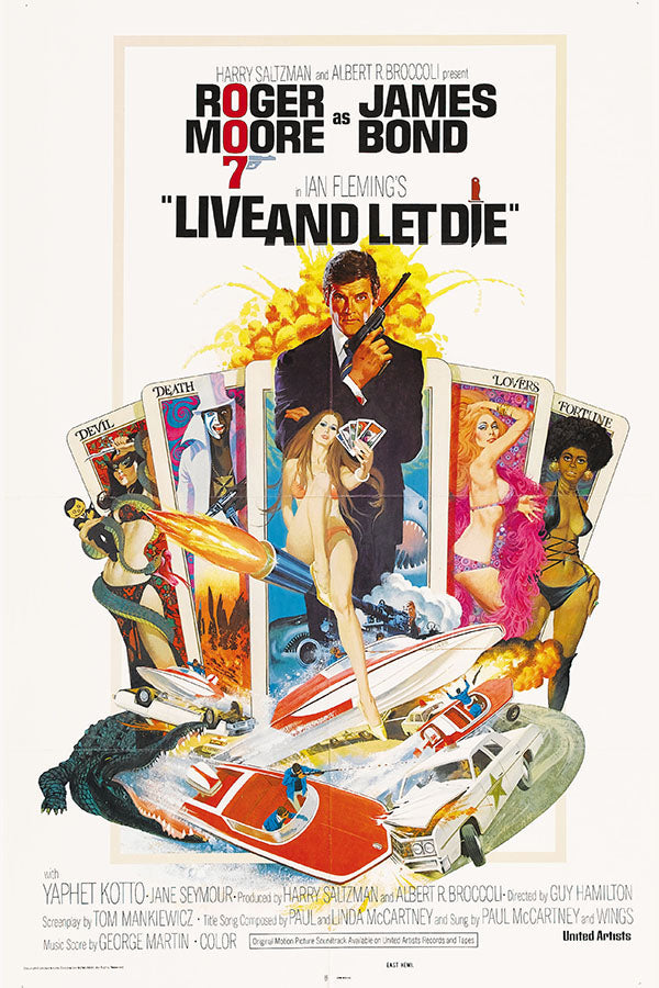 Poster James Bond 007 Live and Let Die Espionagem - Retrô - Filmes - Pôster sem moldura