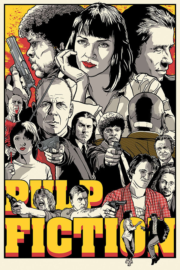 Poster Pulp Fiction: Tempo de Violência Crime Thriller - Retrô - Filmes - Pôster sem moldura