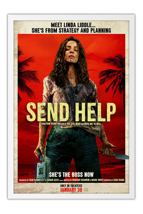 Poster Send Help Socorro - Terror - Filmes - Moldura branca