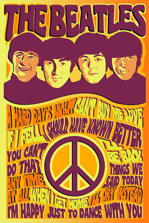 Poster  Beatles Alternativo - Paz E Amor - Bandas de Rock