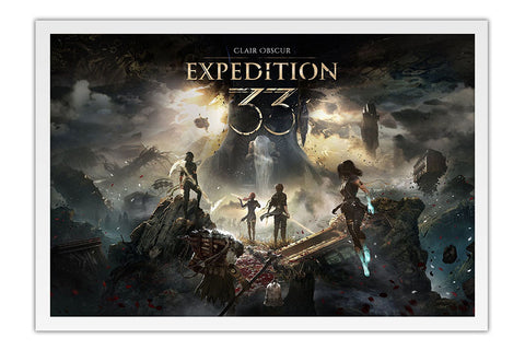Poster Clair Obscur: Expedition 33 - RPG - Ação - Aventura - Games - Moldura branca