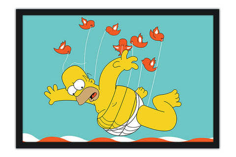 Poster Homer Simpsons Carregado Por Pássaros - Paródia - Séries