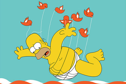 Poster Homer Simpsons Carregado Por Pássaros - Paródia - Séries