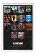 Poster Ramones - Discografia - Punk Rock - Bandas de Rock - Moldura branca
