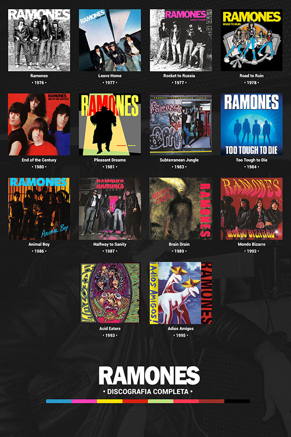Poster Ramones - Discografia - Punk Rock - Bandas de Rock - Pôster sem moldura