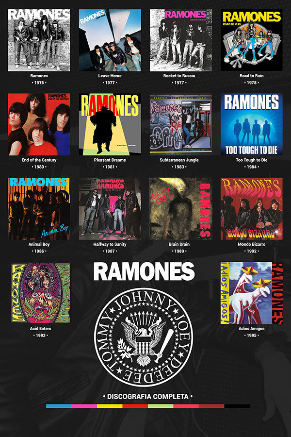 Poster Ramones - Discografia - Punk Rock - Bandas de Rock - Pôster sem moldura