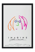 Poster John Lennon - Imagine - Retrato Minimalista - Bandas de Rock - Moldura preta
