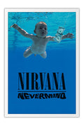 Poster Nirvana Nevermind - Bandas de Rock - Moldura branca