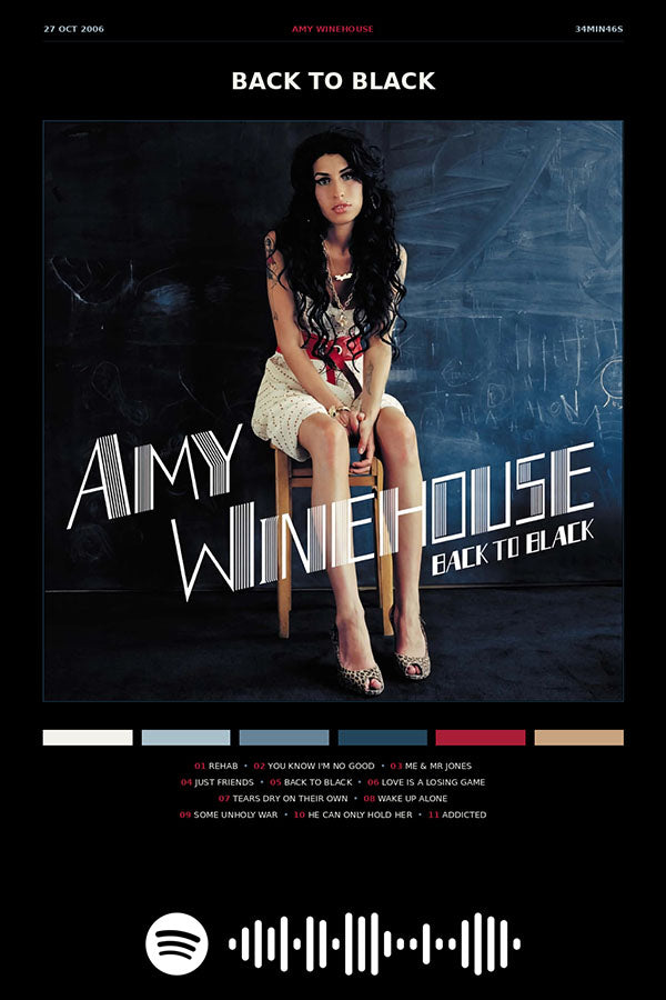 Poster Amy Winehouse Back to Black - Blackprint - Artistas Pop - Pôster sem moldura