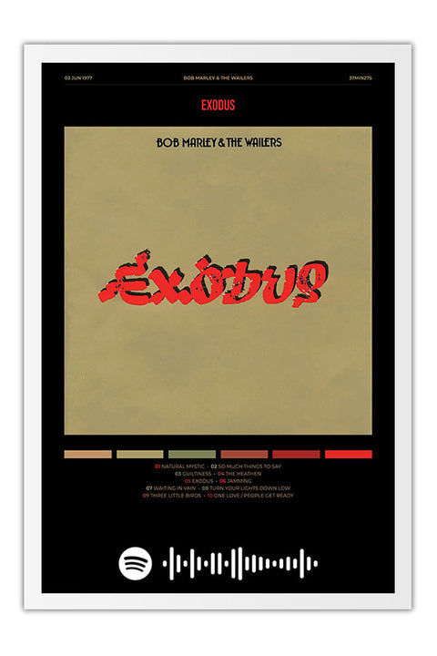 Poster Bob Marley and the Wailers Exodus - Blackprint - Reggae - Moldura branca