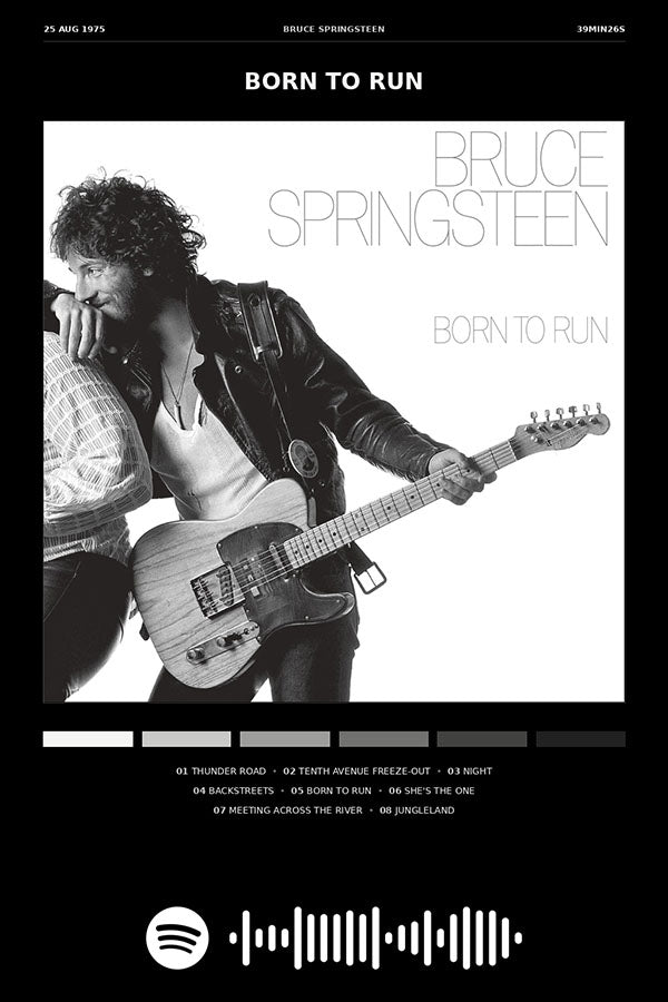 Poster Bruce Springsteen Born to Run - Blackprint - Artistas do Rock - Pôster sem moldura