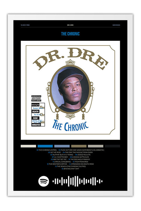 Poster Dr. Dre the Chronic - Blackprint - Hip Hop - Moldura branca