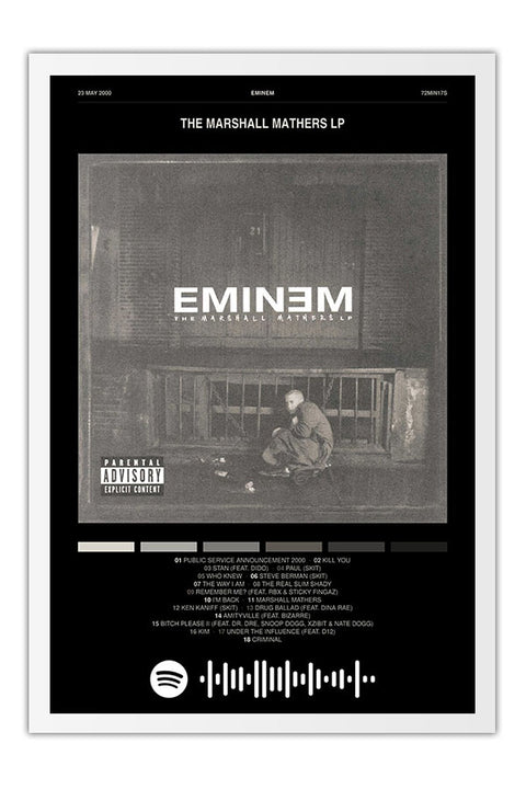 Poster Eminem the Marshall Mathers LP - Blackprint - Hip Hop - Moldura branca