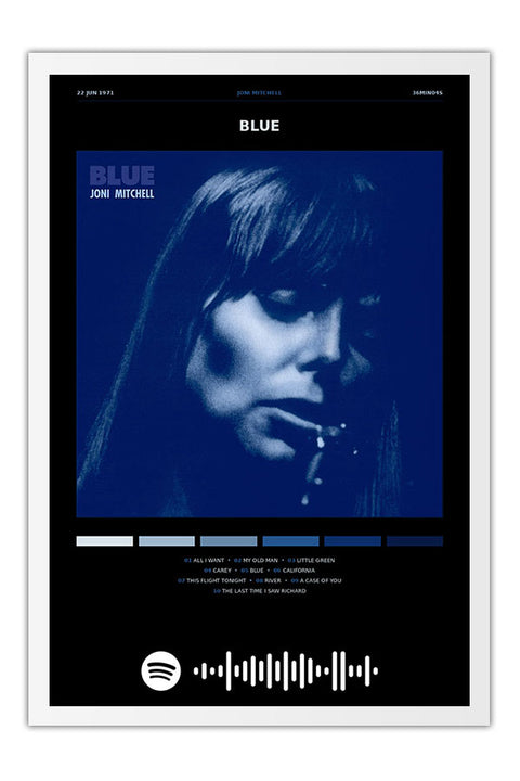 Poster Joni Mitchell Blue - Blackprint - Artistas Pop - Moldura branca