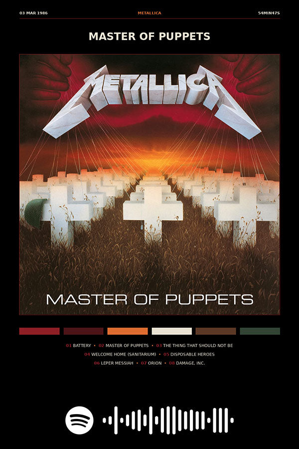 Poster Metallica Master of Puppets - Blackprint - Bandas de Rock - Pôster sem moldura