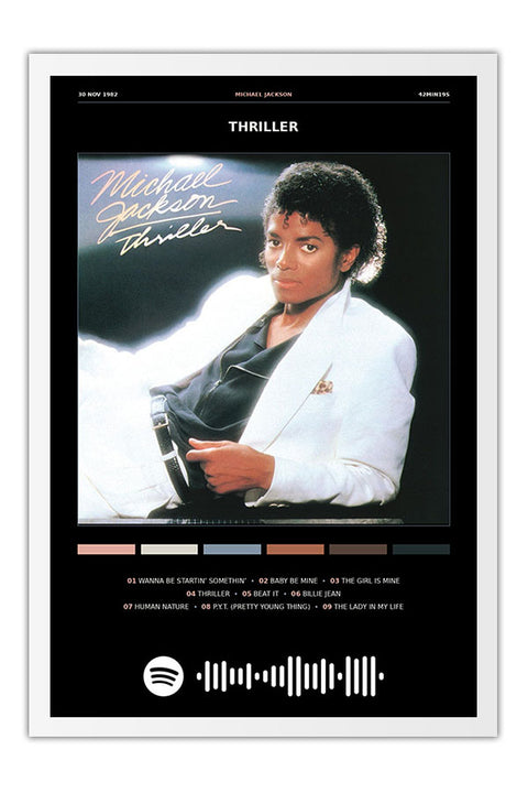 Poster Michael Jackson Thriller - Blackprint - Artistas Pop - Moldura branca