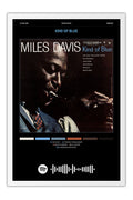 Poster Miles Davis Kind of Blue - Blackprint - Jazz - Moldura branca