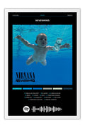 Poster Nirvana Nevermind - Blackprint - Bandas de Rock - Moldura branca
