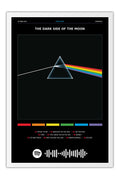 Poster Pink Floyd the Dark Side of the Moon - Blackprint - Bandas de Rock - Moldura branca