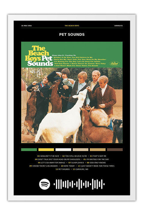 Poster The Beach Boys Pet Sounds - Blackprint - Bandas de Rock - Moldura branca