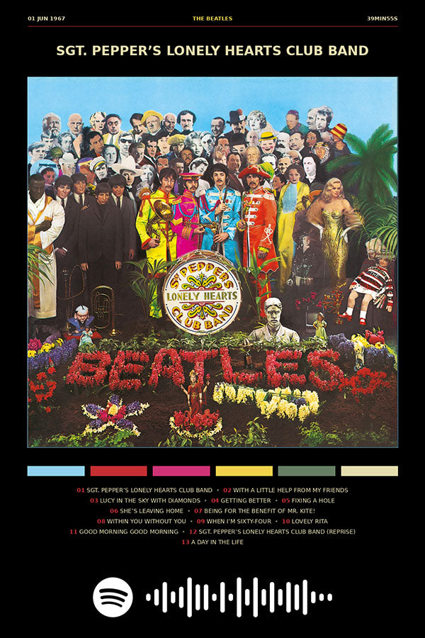 Poster The Beatles Sgt. Pepper’s Lonely Hearts Club Band - Blackprint - Bandas de Rock - Pôster sem moldura