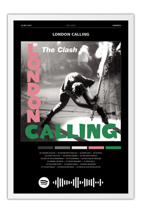 Poster The Clash London Calling - Blackprint - Bandas de Rock - Moldura branca