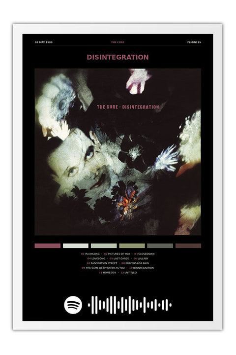 Poster The Cure Disintegration - Blackprint - Bandas de Rock - Moldura branca