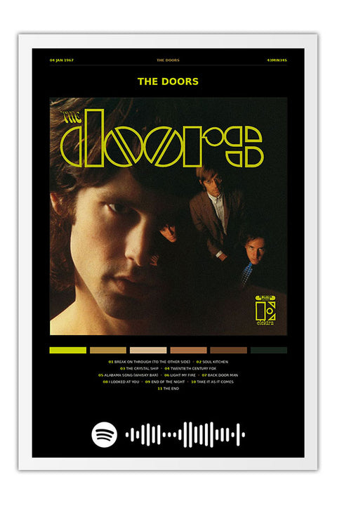 Poster The Doors the Doors - Blackprint - Bandas de Rock - Moldura branca
