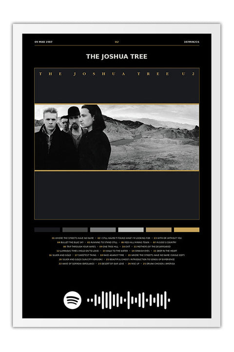 Poster U2 the Joshua Tree - Blackprint - Bandas de Rock - Moldura branca
