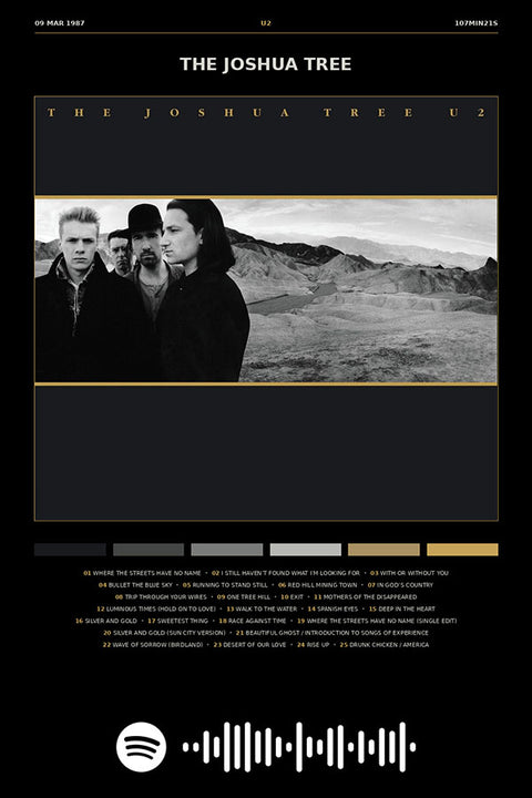 Poster U2 the Joshua Tree - Blackprint - Bandas de Rock - Pôster sem moldura