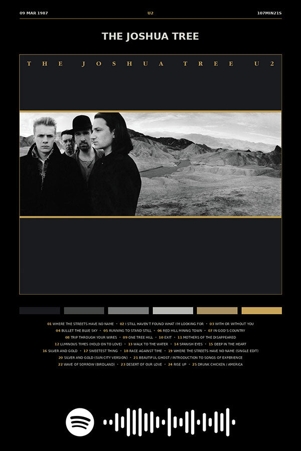 Poster U2 the Joshua Tree - Blackprint - Bandas de Rock - Pôster sem moldura