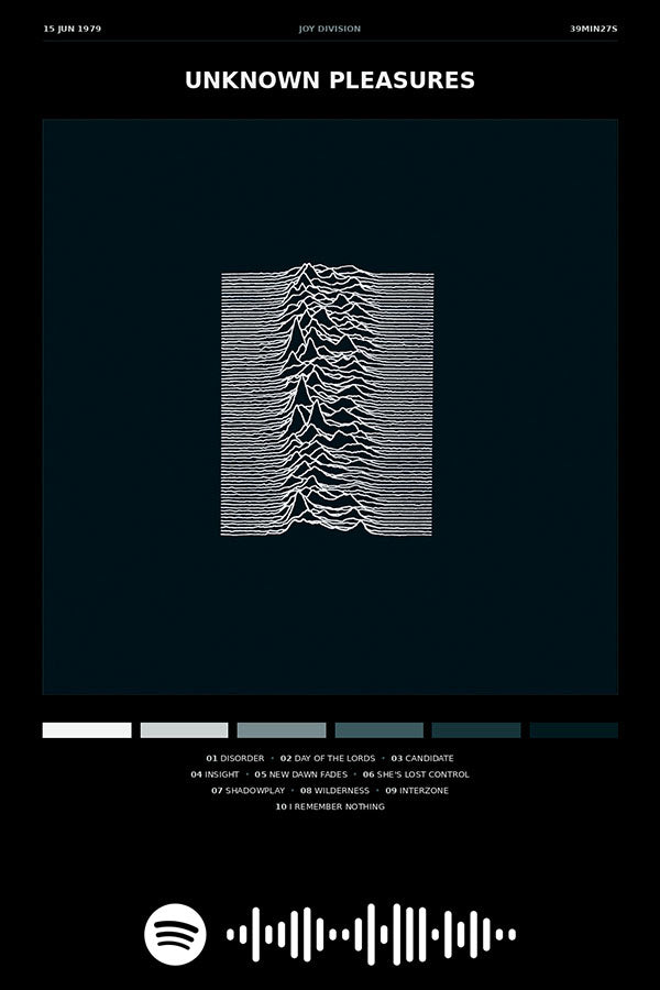 Poster Joy Division Unknown Pleasures - Blackprint - Bandas de Rock - Pôster sem moldura