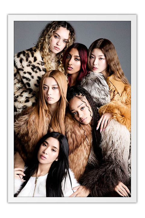 Poster KATSEYE - K-Pop - Artistas Pop - Moldura branca