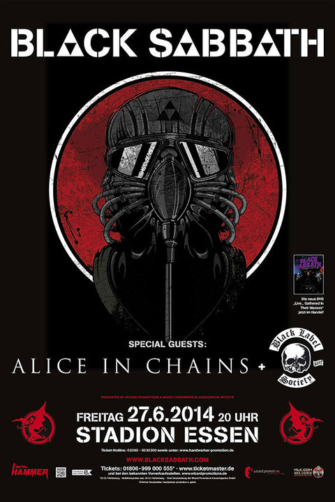 Poster Black Sabbath - Cartaz do Show com Alice in Chains - Bandas de Rock