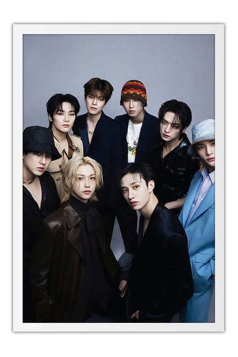 Poster Stray Kids - K-Pop - Artistas Pop - Moldura branca