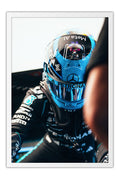 Poster George Russell Mercedes - Fórmula 1 - Moldura branca