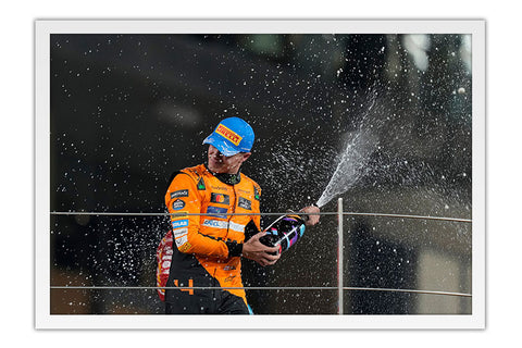 Poster Lando Norris McLaren - Fórmula 1 - Moldura branca