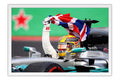 Poster Lewis Hamilton Ferrari - Fórmula 1 - Moldura branca