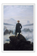 Poster Andarilho Sobre o Mar de Névoa - Caspar David Friedrich - Obras de Arte - Moldura branca