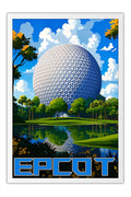 Poster Epcot Disney World - Retrô - Parques - Moldura branca